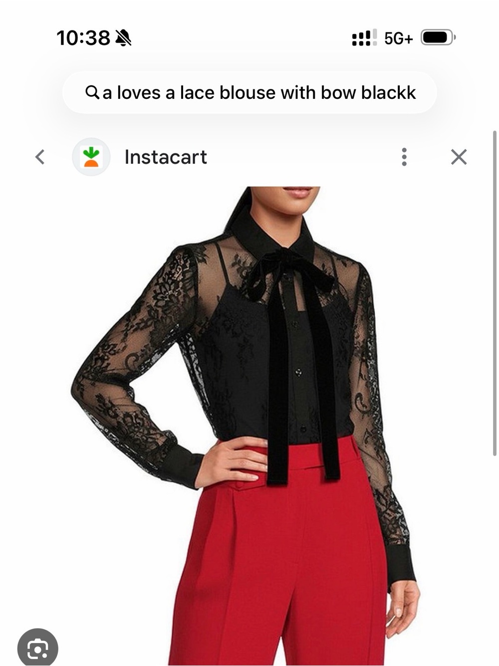 Sheer Black Lace Bow-Tie Blouse for Women